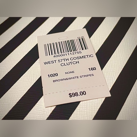 NWT West 57th Cosmetic Clutch Brown & White - Picture 9 of 9